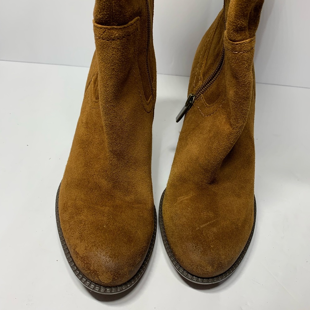 Franco Sarto Elnora Tall Suede Over The Knee Boots Brown Boho Fringe Size 7.5 M - Picture 5 of 15